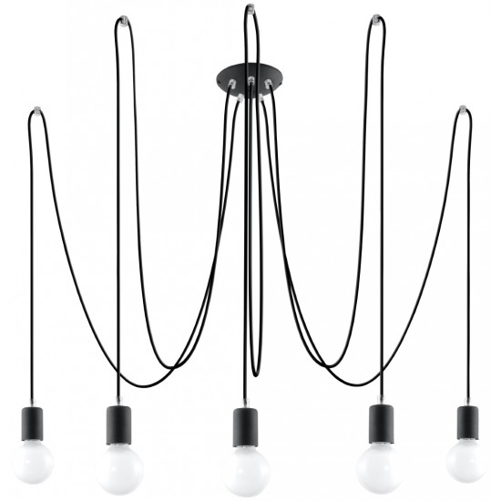 Lampa Suspendata Edison 5 Neagra