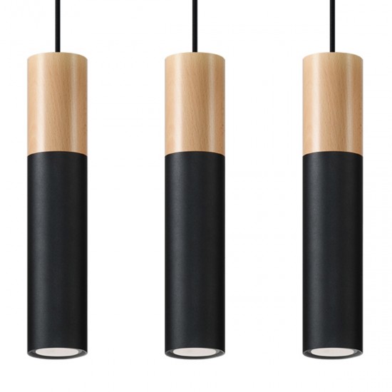 Lampa suspendata PABLO 3 neagra