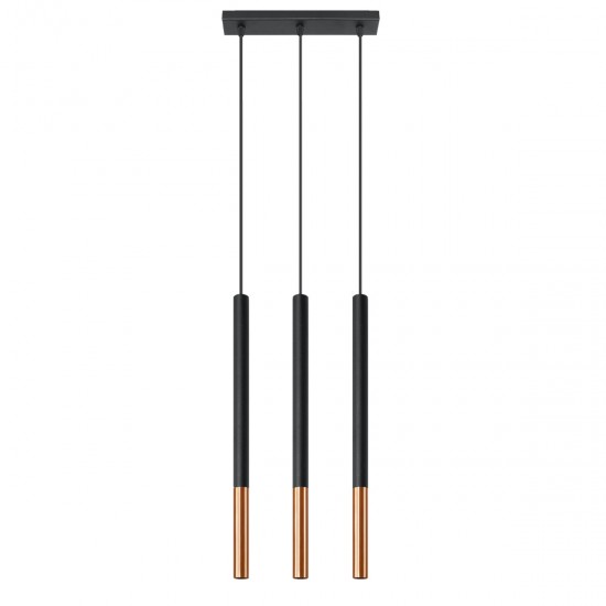 Lampa suspendata MOZAICA 3L negru/cupru