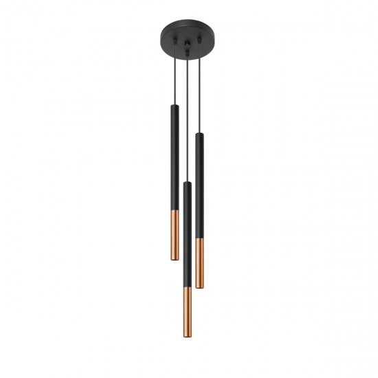 Lampa suspendata MOZAICA 3P negru/cupru