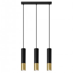 Lampa suspendata LOOPEZ 3L negru/auriu
