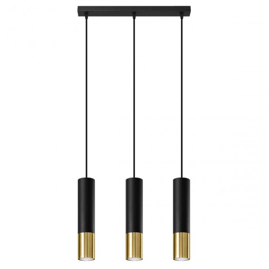 Lampa suspendata LOOPEZ 3L negru/auriu