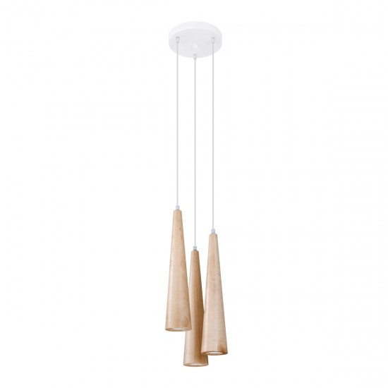Lampa suspendata SULA 3P lemn natural