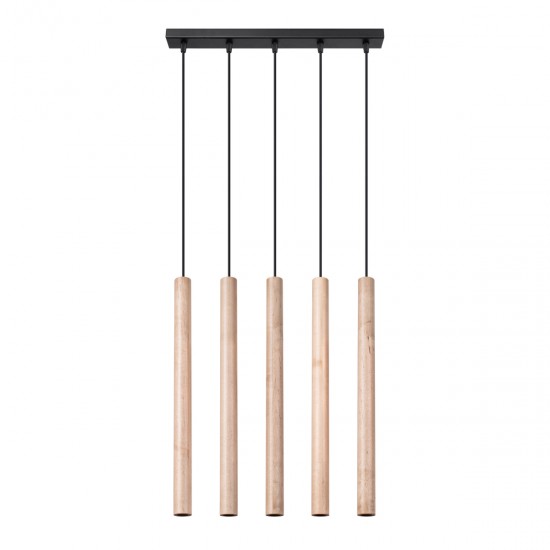 Lampa suspendata PASTELO 5L lemn
