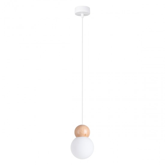 Lampă suspendată PEKKA 1 alb/lemn natural