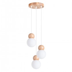 Lampa suspendata PEKKA 3P alb/lemn natural