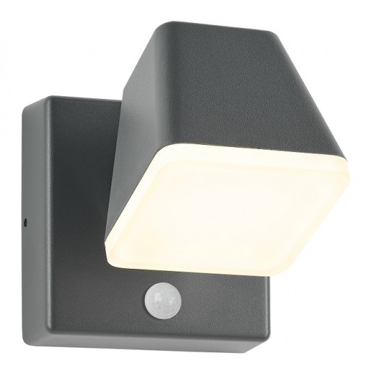 Aplica LED de perete patrata cu senzor 12.5W Zeta SCHRACK antracit lumina calda