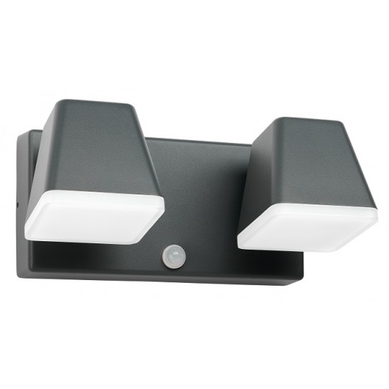 Aplica LED de perete patrata cu senzor 20W dubla Zeta SCHRACK antracit lumina calda