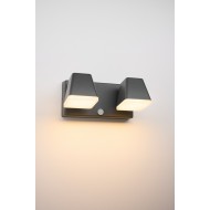Aplica LED de perete patrata cu senzor 20W dubla Zeta SCHRACK antracit lumina calda