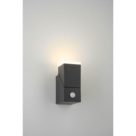 Aplica LED de perete cu senzor 8W orientabila Evo Square Up SCHRACK antracit lumina calda