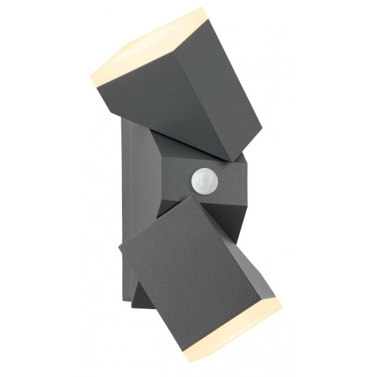 Aplica LED de perete cu senzor 12.5W orientabila Evo Square SCHRACK iluminare sus/jos antracit lumina calda