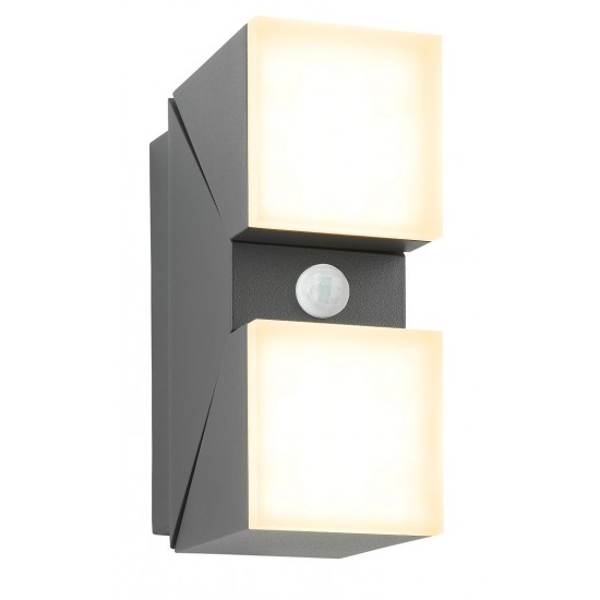 Aplica LED de perete cu senzor 12.5W orientabila Evo Square SCHRACK iluminare sus/jos antracit lumina calda
