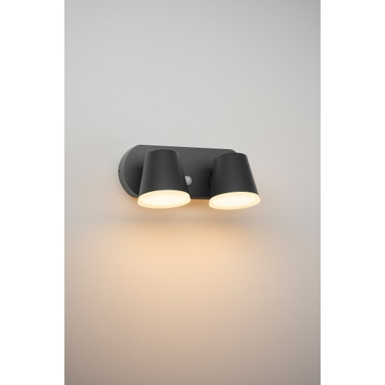 Aplica LED de perete cu senzor 20W dubla Zeta SCHRACK antracit lumina calda
