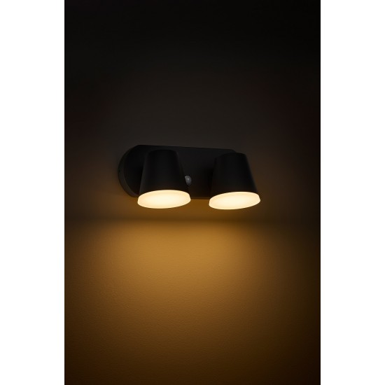 Aplica LED de perete cu senzor 20W dubla Zeta SCHRACK antracit lumina calda