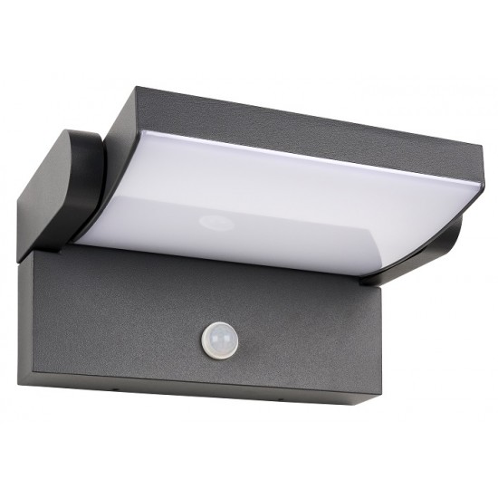 Aplica LED de perete cu senzor 12.5W orientabila ILAS SCHRACK antracit lumina calda IP54