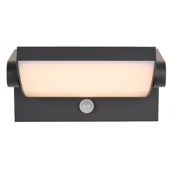Aplica LED de perete cu senzor 12.5W orientabila ILAS SCHRACK antracit lumina calda IP54