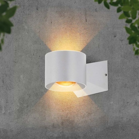 Aplica LED de exterior 5W 90mm corp alb iluminare sus jos IP65
