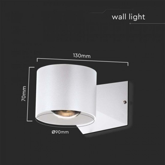 Aplica LED de exterior 5W 90mm corp alb iluminare sus jos IP65