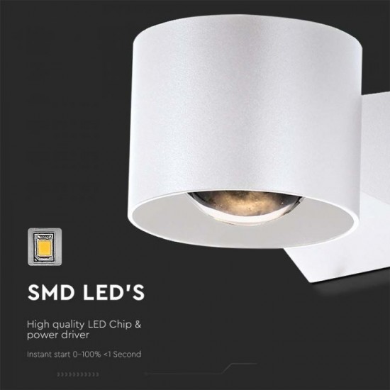 Aplica LED de exterior 5W 90mm corp alb iluminare sus jos IP65