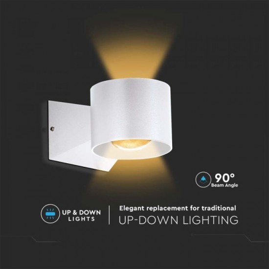 Aplica LED de exterior 5W 90mm corp alb iluminare sus jos IP65