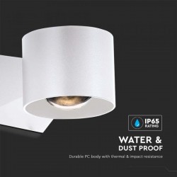 Aplica LED de exterior 5W 90mm corp alb iluminare sus jos IP65