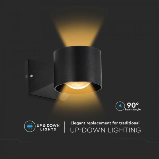 Aplica LED de exterior 5W 95mm corp negru iluminare sus jos IP65