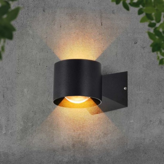 Aplica LED de exterior 5W 95mm corp negru iluminare sus jos IP65