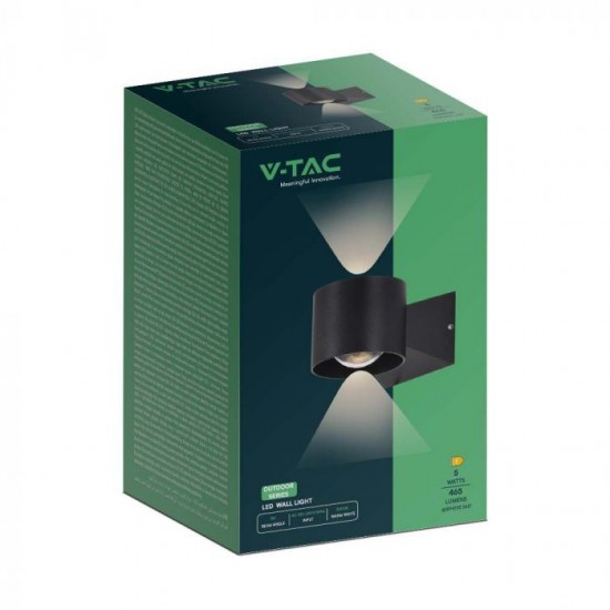 Aplica LED de exterior 5W 95mm corp negru iluminare sus jos IP65