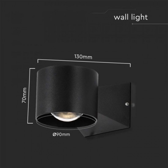 Aplica LED de exterior 5W 95mm corp negru iluminare sus jos IP65