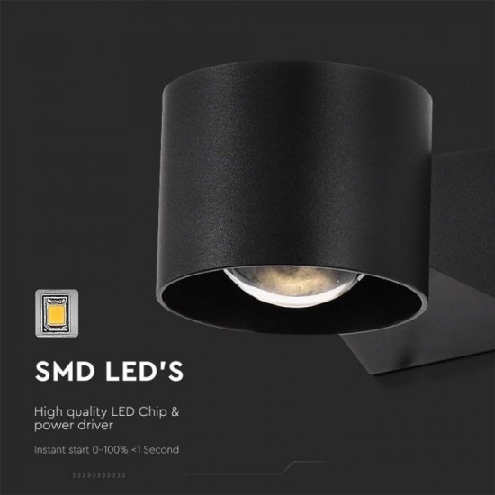 Aplica LED de exterior 5W 95mm corp negru iluminare sus jos IP65