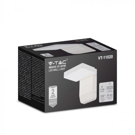Aplica LED de perete 17W patrata aluminiu corp alb IP65