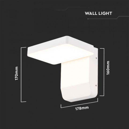 Aplica LED de perete 17W patrata aluminiu corp alb IP65