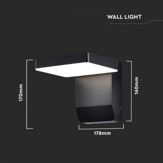 Aplica LED de perete 17W patrata aluminiu corp negru IP65