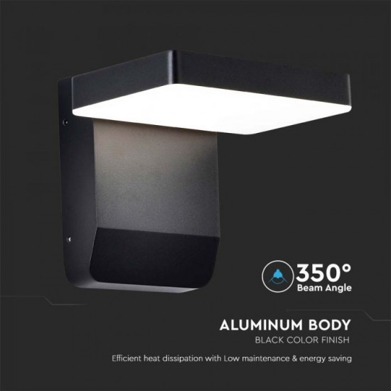 Aplica LED de perete 17W patrata aluminiu corp negru IP65