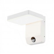 Aplica LED de perete 17W cu senzor PIR patrata aluminiu corp alb IP65