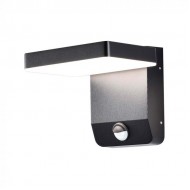 Aplica LED de perete 17W cu senzor PIR patrata aluminiu corp negru IP65