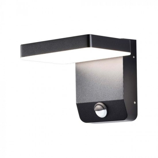 Aplica LED de perete 17W cu senzor PIR patrata aluminiu corp negru IP65