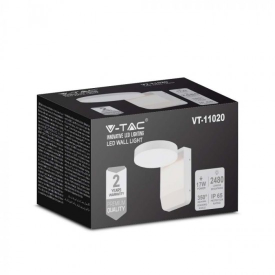 Aplica LED de perete 17W rotunda aluminiu corp alb IP65