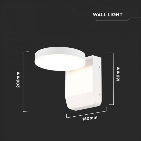 Aplica LED de perete 17W rotunda aluminiu corp alb IP65