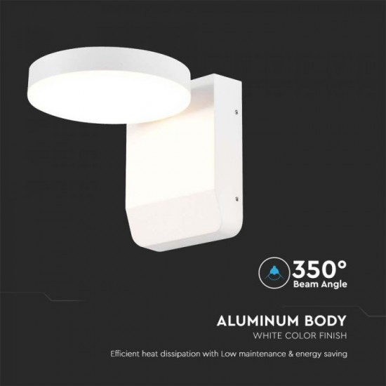 Aplica LED de perete 17W rotunda aluminiu corp alb IP65