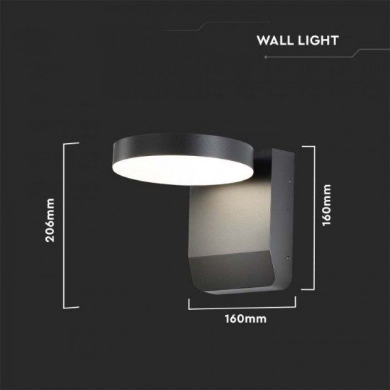 Aplica LED de perete 17W rotunda aluminiu corp negru IP65