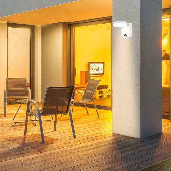 Aplica LED de perete 17W cu senzor PIR rotunda aluminiu corp alb IP65