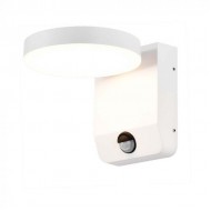 Aplica LED de perete 17W cu senzor PIR rotunda aluminiu corp alb IP65