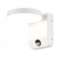 Aplica LED de perete 17W cu senzor PIR rotunda aluminiu corp alb IP65