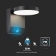 Aplica LED de perete 17W cu senzor PIR rotunda aluminiu corp negru IP65