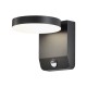 Aplica LED de perete 17W cu senzor PIR rotunda aluminiu corp negru IP65