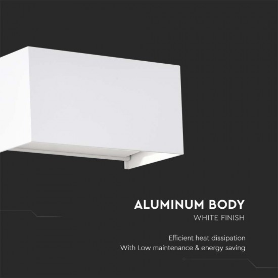 Aplica LED de perete 24W iluminare sus jos unghi reglabil dreptunghiulara aluminiu corp alb IP65