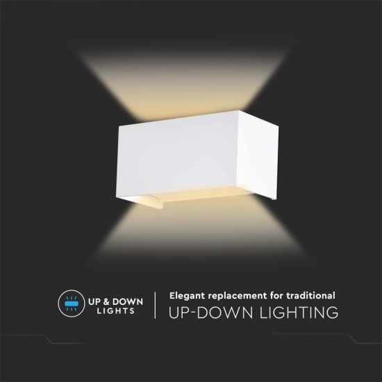 Aplica LED de perete 24W iluminare sus jos unghi reglabil dreptunghiulara aluminiu corp alb IP65