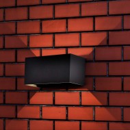 Aplica LED de perete 24W iluminare sus jos unghi reglabil dreptunghiulara aluminiu corp gri IP65