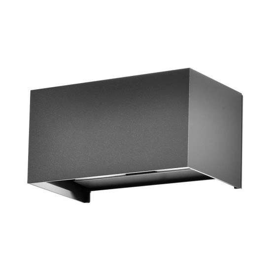 Aplica LED de perete 24W iluminare sus jos unghi reglabil dreptunghiulara aluminiu corp gri IP65